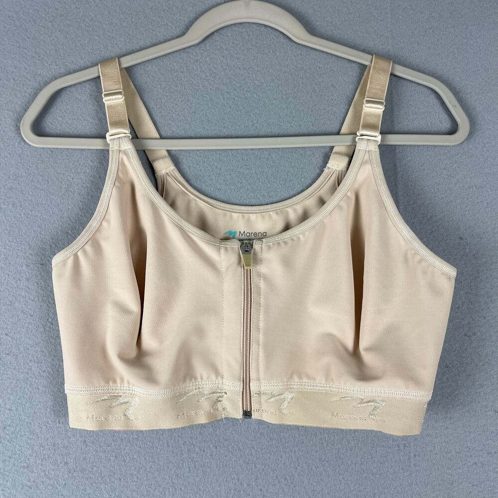 Marena Recovery Bra Womens 40 B/C Beige No Padding Zipper Front Adjustable Strap